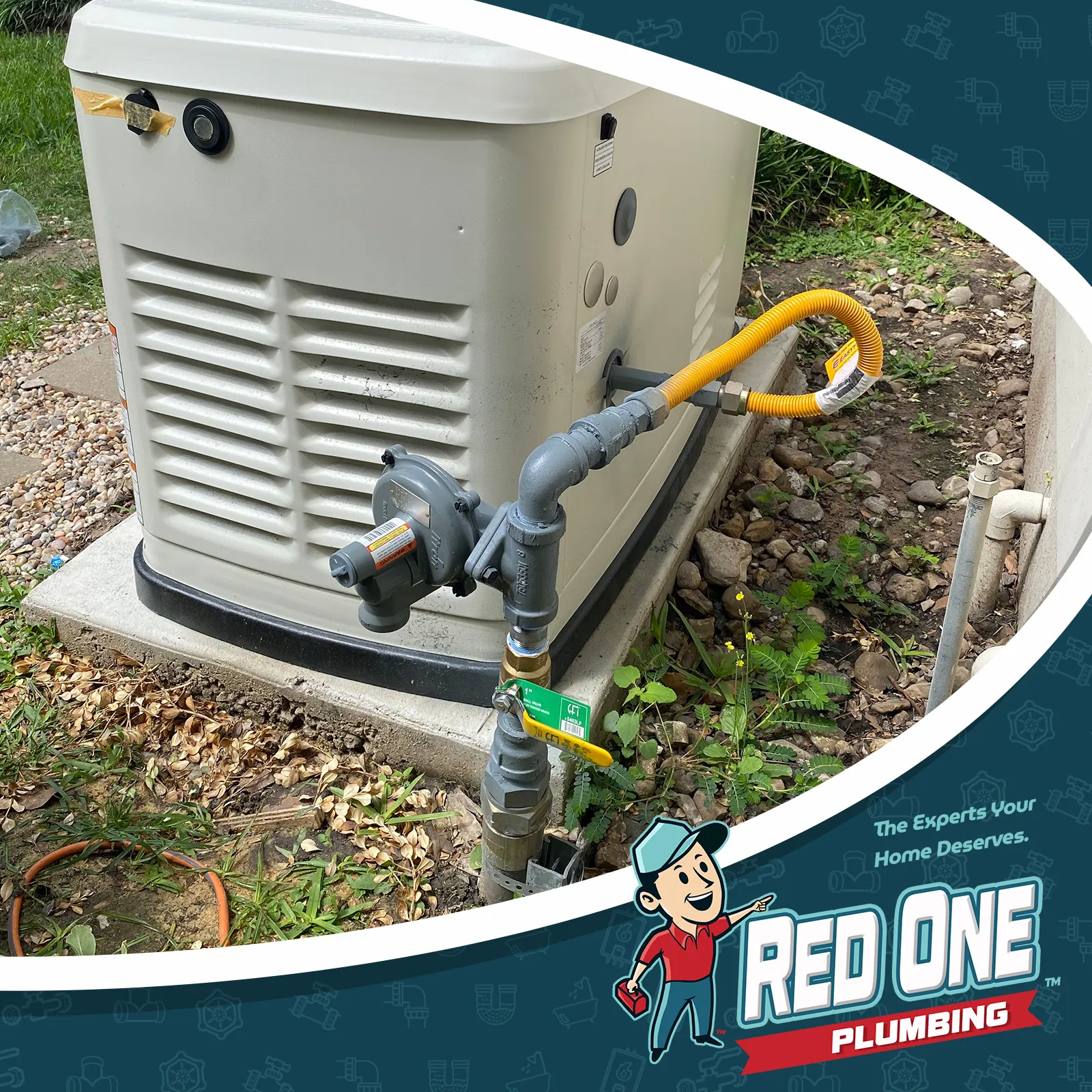 Generator and gas line installed by Red One Plumbing